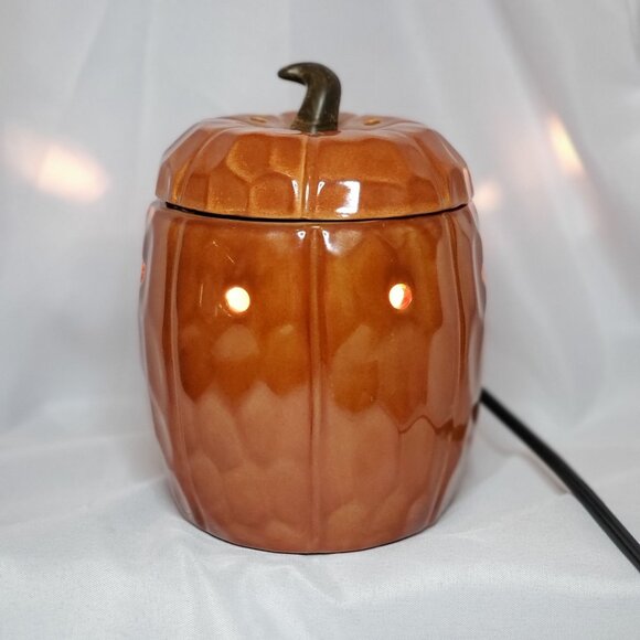 Scentsy Pumpkin Electric Wax Warmer Ceramic Autumn Fall Home Decor Retired - Picture 1 of 13